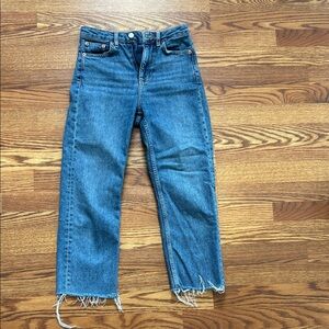 Topshop Frayed Hem Blue Jeans